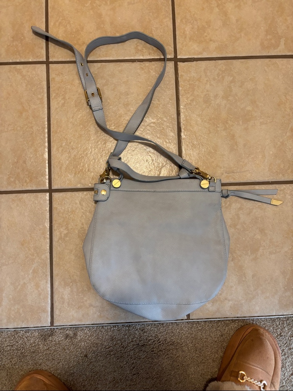 Light Blue Leather Crossbody Shoulder Bag - Picture 5 of 8